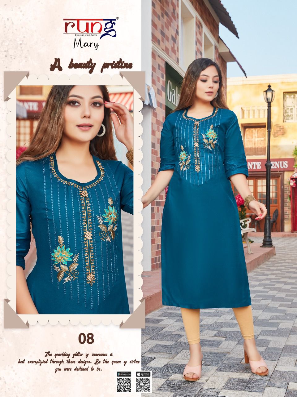 Rung Mary Latest Designer Fancy Ethnic Wear Embroidery Kurti Collection